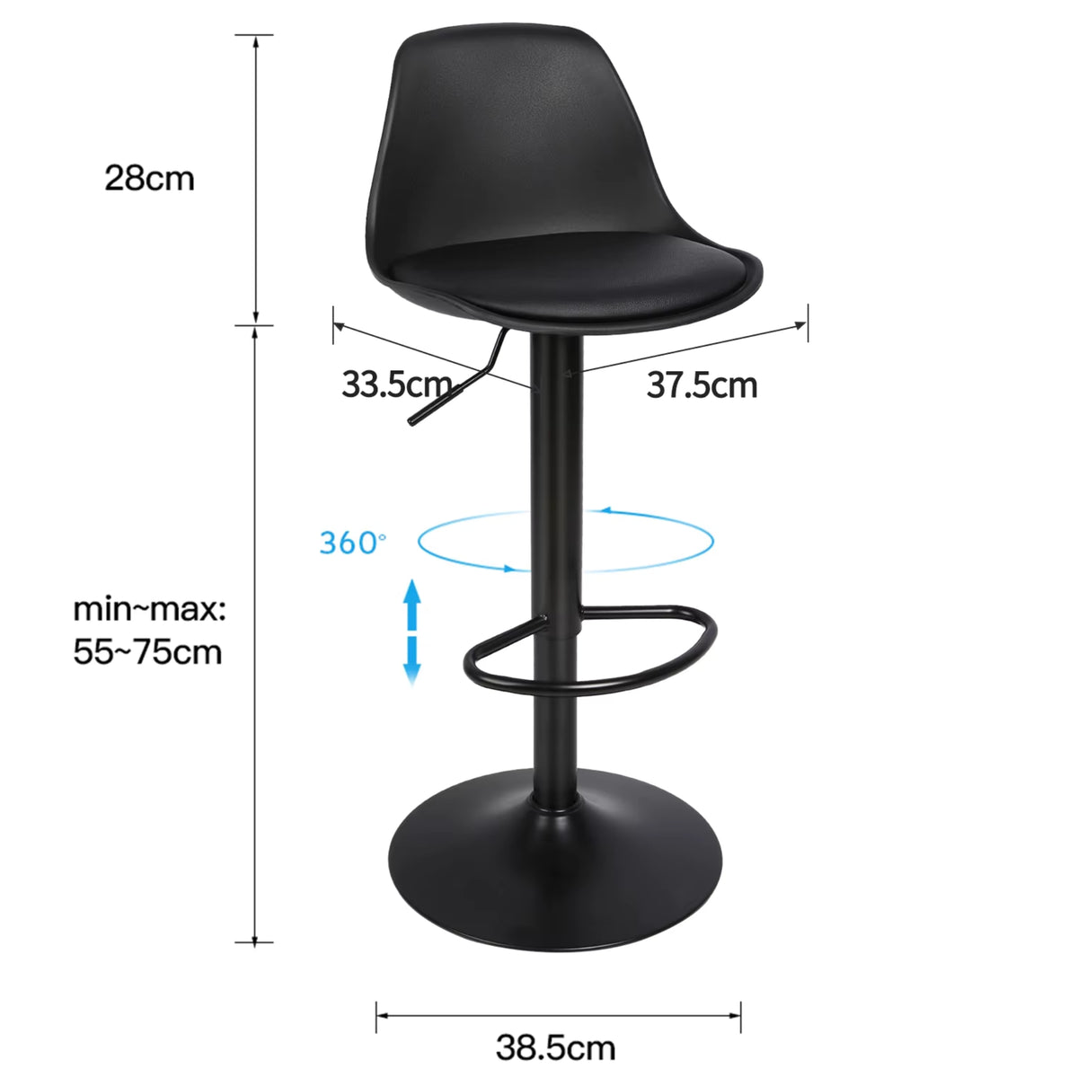 Tabouret de Bar Ergonomique Céleste —Lot de 2 | Assise Rembourrée