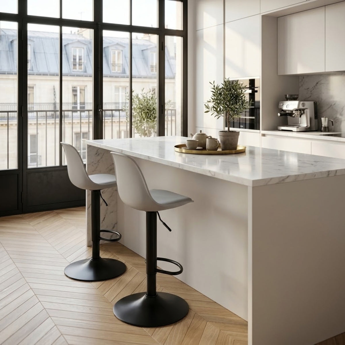 Tabouret de Bar Ergonomique Céleste —Lot de 2 | Assise Rembourrée