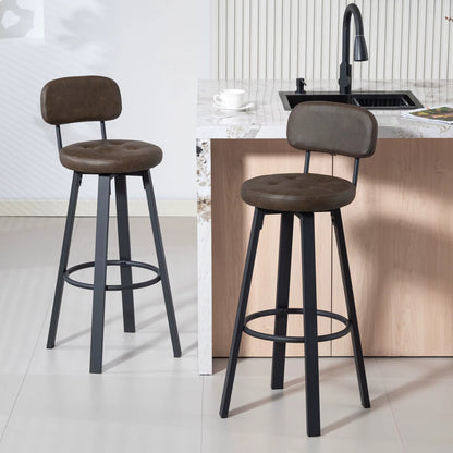 Tabourets de Bar Pivotants Milo - Structure Métal Noir | Lot de 2