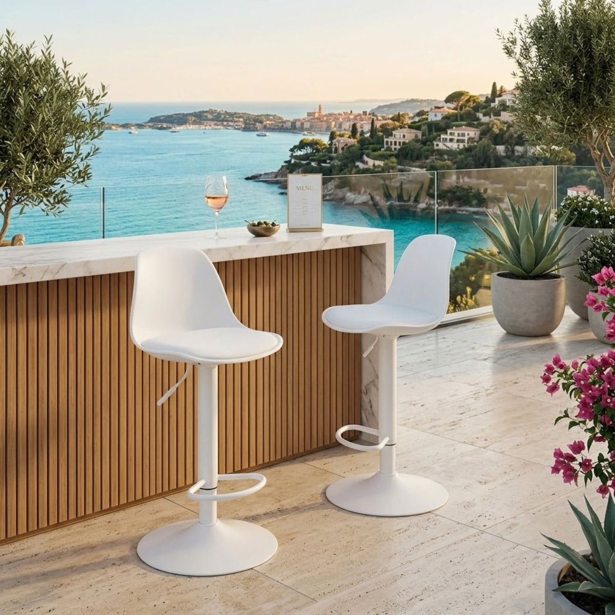 Tabouret de Bar Ergonomique Céleste —Lot de 2 | Assise Rembourrée