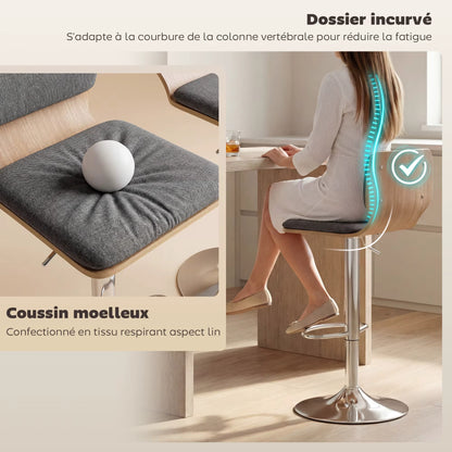 Tabourets de Bar Moderne Célia | Lot de 2 — Tissu & Coque en Bois