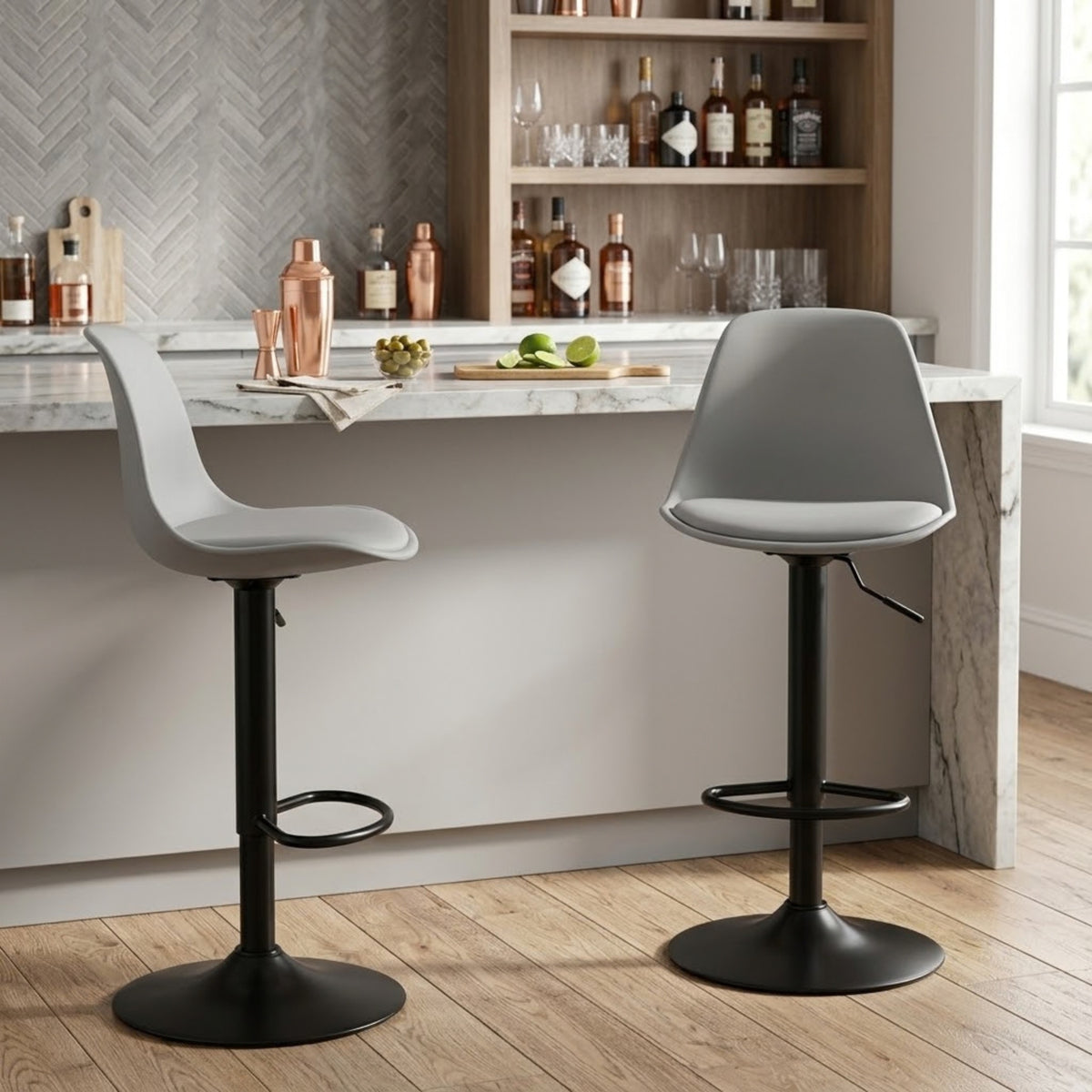 Tabouret de Bar Ergonomique Céleste —Lot de 2 | Assise Rembourrée