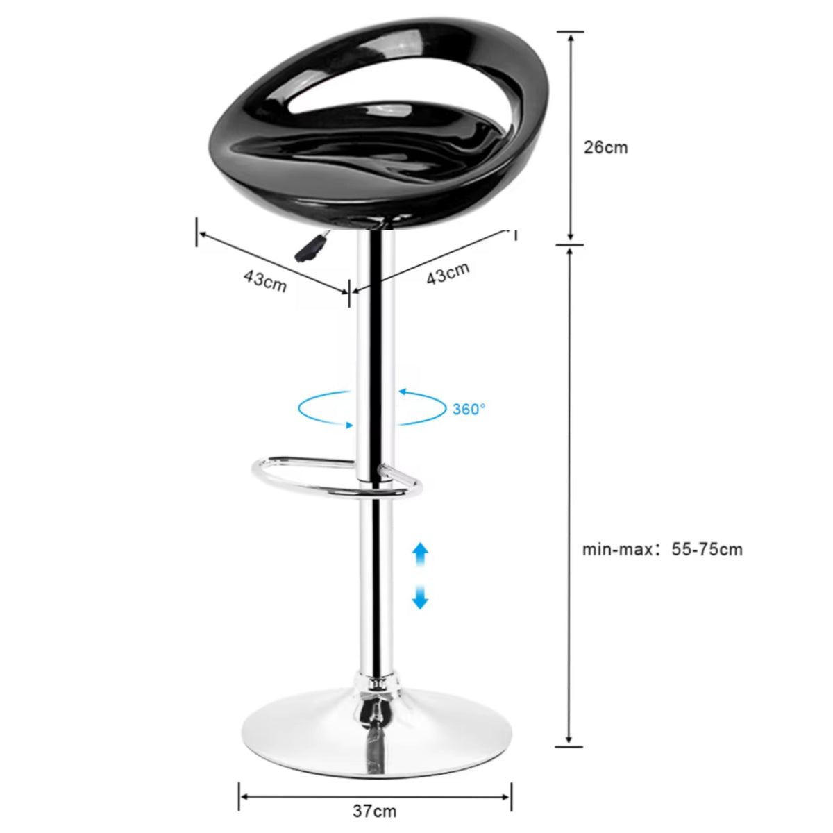 Tabouret de Bar Moderne Sora - Lot de 2 | Rotatif en Métal Chromé