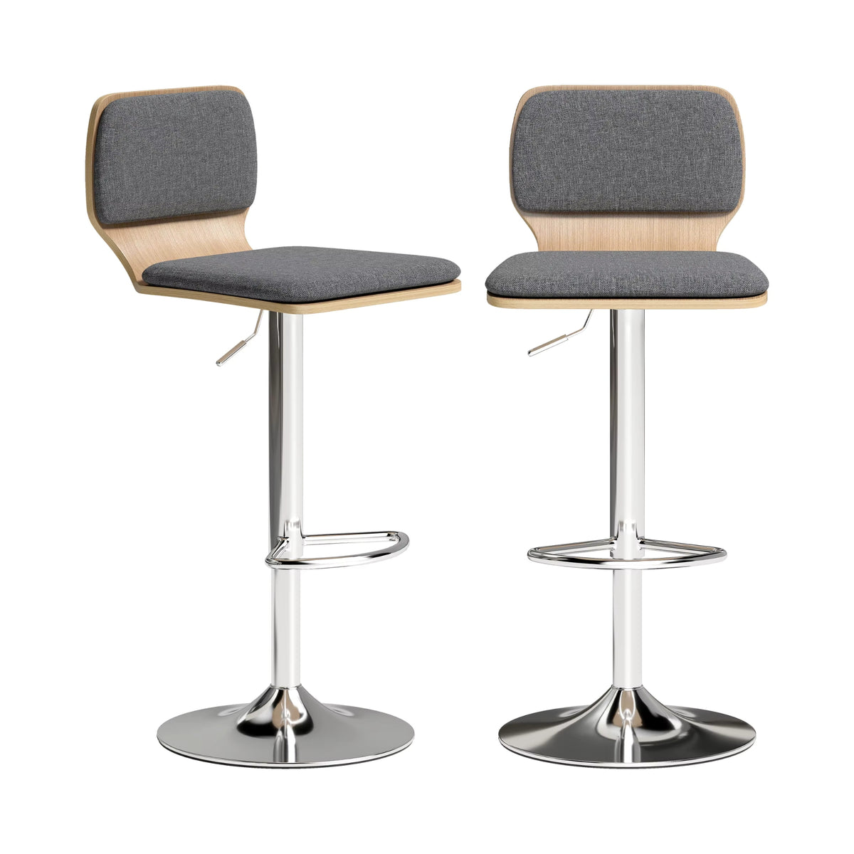 Tabourets de Bar Moderne Célia | Lot de 2 — Tissu & Coque en Bois