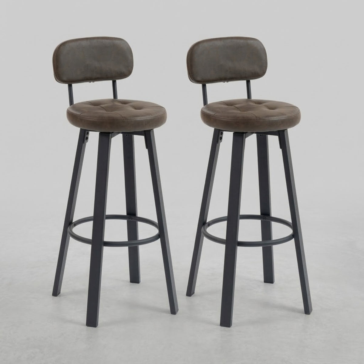 Tabourets de Bar Pivotants Milo - Structure Métal Noir | Lot de 2