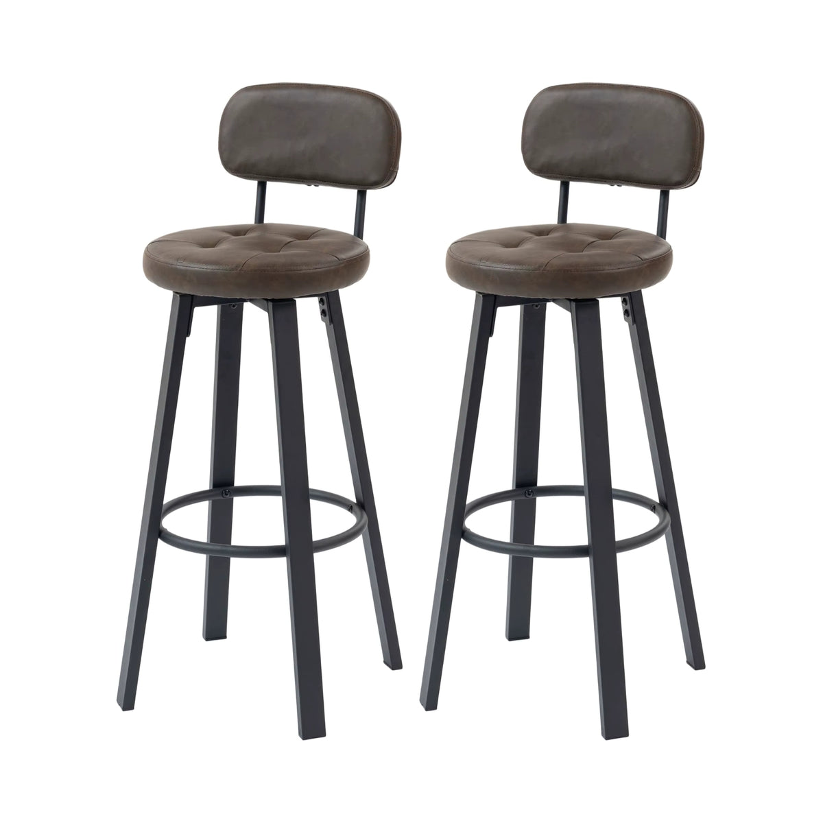 Tabourets de Bar Pivotants Milo - Structure Métal Noir | Lot de 2