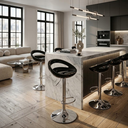 Tabouret de Bar Moderne Sora - Lot de 2 | Rotatif en Métal Chromé