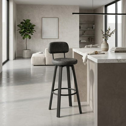 Tabourets de Bar Pivotants Milo - Structure Métal Noir | Lot de 2