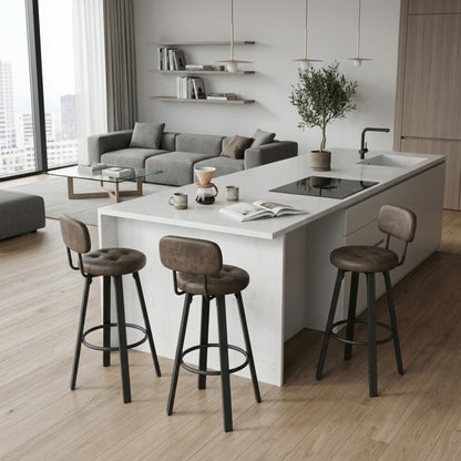 Tabourets de Bar Pivotants Milo - Structure Métal Noir | Lot de 2