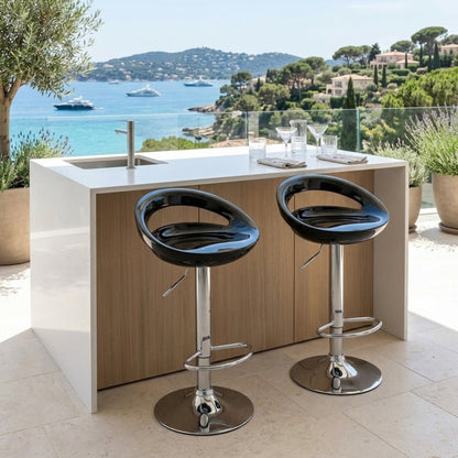 Tabouret de Bar Moderne Sora - Lot de 2 | Rotatif en Métal Chromé